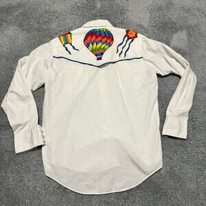 Vintage Malco Modes Shirt Mens 16 /35 Pearl Snap Western Novelty Folk Balloon